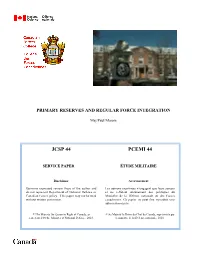 Primary Reserves and Regular Force Integration