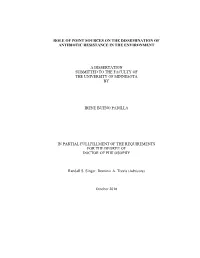 Role of Point Sources on the Dissemination of Antibiotic Resistance in the Environment