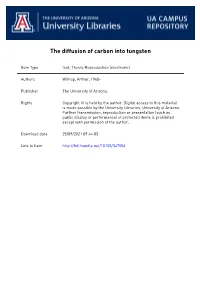 The Diffusion of Carbon Into Tungsten