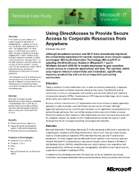 Using Directaccess to Provide Secure Access to Corporate Resources from Anywhere