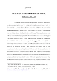 Chapter 1 Uday Shankar: an Overview of the Period