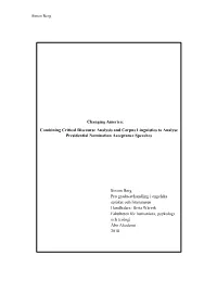 Combining Critical Discourse Analysis and Corpus Linguistics to Analyse Presidential Nomination Acceptance Speeches