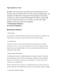 Flight Adaptation in Birds