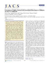 Formation of Highly Ordered Self-Assembled