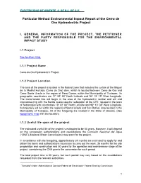 Particular Method Environmental Impact Report of the Cerro De Oro Hydroelectric Project