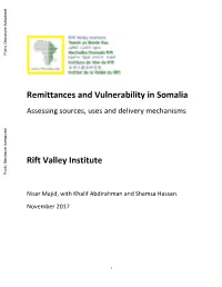 Remittances and Vulnerability in Somalia Assessing Sources, Uses and Delivery Mechanisms Public Disclosure Authorized