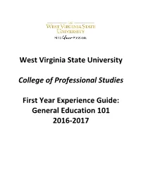 West Virginia State University College of Professional Studies First Year