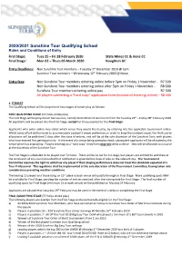 2020/2021 Sunshine Tour Qualifying School Rules and Conditions of Entry