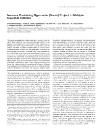 Neurons Containing Hypocretin (Orexin) Project to Multiple Neuronal Systems