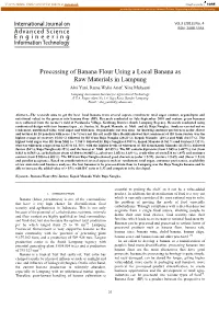 Processing of Banana Flour Using a Local Banana As Raw Materials In