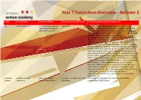 Year 7 Curriculum Overview - Autumn 2
