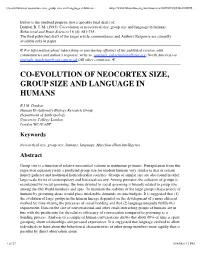 Co-Evolution of Neocortex Size, Group Size and Language in Humans