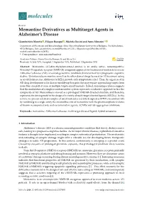 Memantine Derivatives As Multitarget Agents in Alzheimer's Disease
