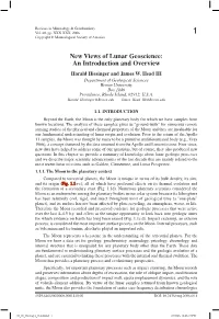 New Views of Lunar Geoscience: an Introduction and Overview Harald Hiesinger and James W
