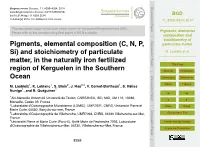 Pigments, Elemental Composition and Stoichiometry of Particulate Matter