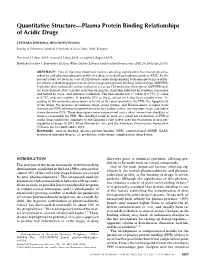 Quantitative Structure—Plasma Protein Binding Relationships of Acidic Drugs