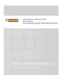 Realize the Benefits of Open Source Open Source Catalogue 2007 - 2 of 45