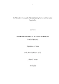 An Alternative Framework of Central Banking from a Post Keynesian Perspective