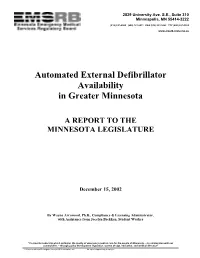 Automated External Defibrillator Availability in Greater Minnesota