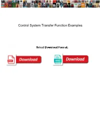 Control System Transfer Function Examples