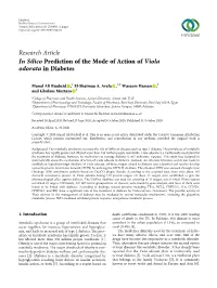 In Silico Prediction of the Mode of Action of Viola Odorata in Diabetes