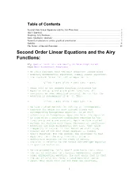 Second Order Linear Equations and the Airy Functions: