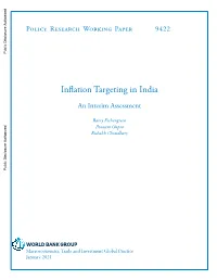 Inflation Targeting in India: an Interim Assessment1 Barry Eichengreen, Poonam Gupta, and Rishabh Choudhary