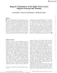 Magnetic Stimulation of the Right Visual Cortex Impairs Form-Specific Priming