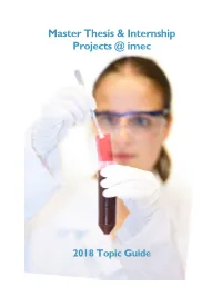 Master Thesis & Internship Projects @ Imec