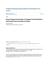 Recent Changes in the Duration of Copyright in the United States and European Union: Procedure and Policy