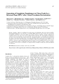 Separation of Synephrine Enantiomers in Citrus Fruits by a Reversed Phase HPLC After Chiral Precolumn Derivatization