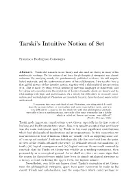 Tarski's Intuitive Notion Of