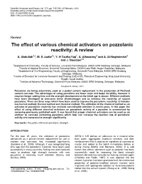 The Effect of Various Chemical Activators on Pozzolanic Reactivity: a Review