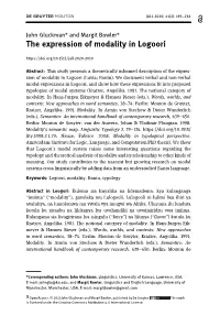 The Expression of Modality in Logoori
