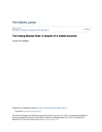 The Felony-Murder Rule: in Search of a Viable Doctrine