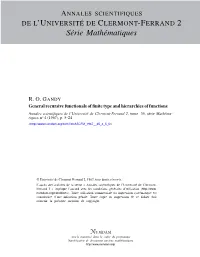General Recursive Functionals of Finite Type and Hierarchies of Functions