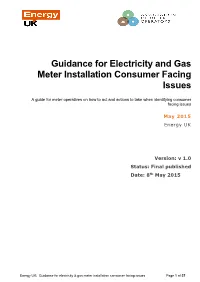 Guidance for Electricity and Gas Meter Installation Consumer Facing Issues