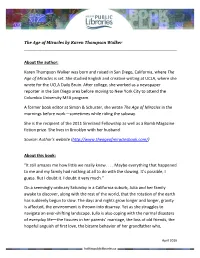 The Age of Miracles by Karen Thompson Walker ______
