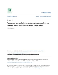 Assessment and Prediction of Surface Water Vulnerability from Non-Point Source Pollution in Midwestern Watersheds