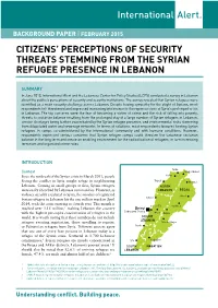 Citizens' Perceptions of Security Threats Stemming from the Syrian Refugee