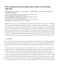 Early Instrumental Meteorological Observations in Switzerland