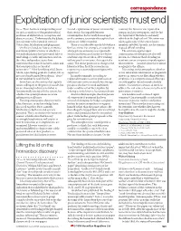 Exploitation of Junior Scientists Must