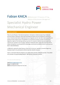 Specialist Hydro Power Mechanical Engineer