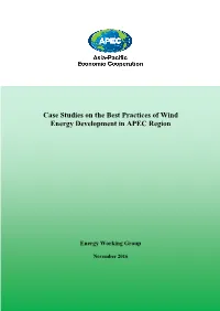 Case Studies on the Best Practices of Wind Energy Development in APEC Region
