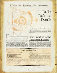 Deity Do's and Don'ts