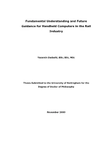Fundamental Understanding and Future Guidance for Handheld Computers in the Rail Industry