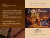Go Forbaroque Program This Evening's Guest Artists