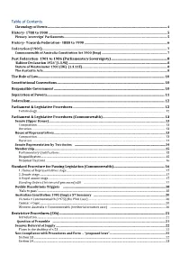 Table of Contents Chronology of Events
