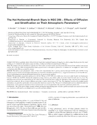 The Hot Horizontal-Branch Stars in NGC 288 – Effects of Diffusion and Stratiﬁcation on Their Atmospheric Parameters
