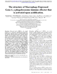 The Structure of Macrophage Expressed Gene-1, a Phagolysosome Immune Effector That Is Activated Upon Acidiﬁcation